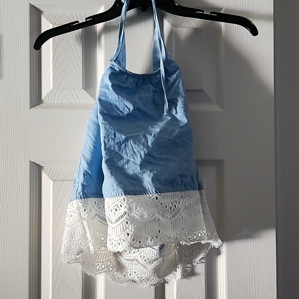 Miami, light blue w/white lace trim, Large